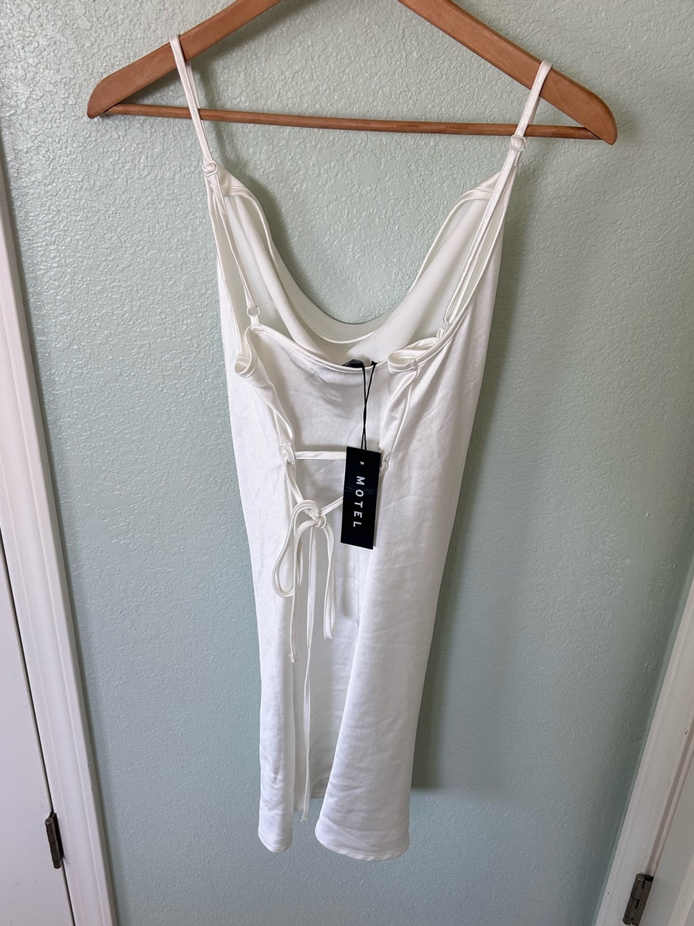 Motel Rocks White Tie-Front Slip Mini Dress